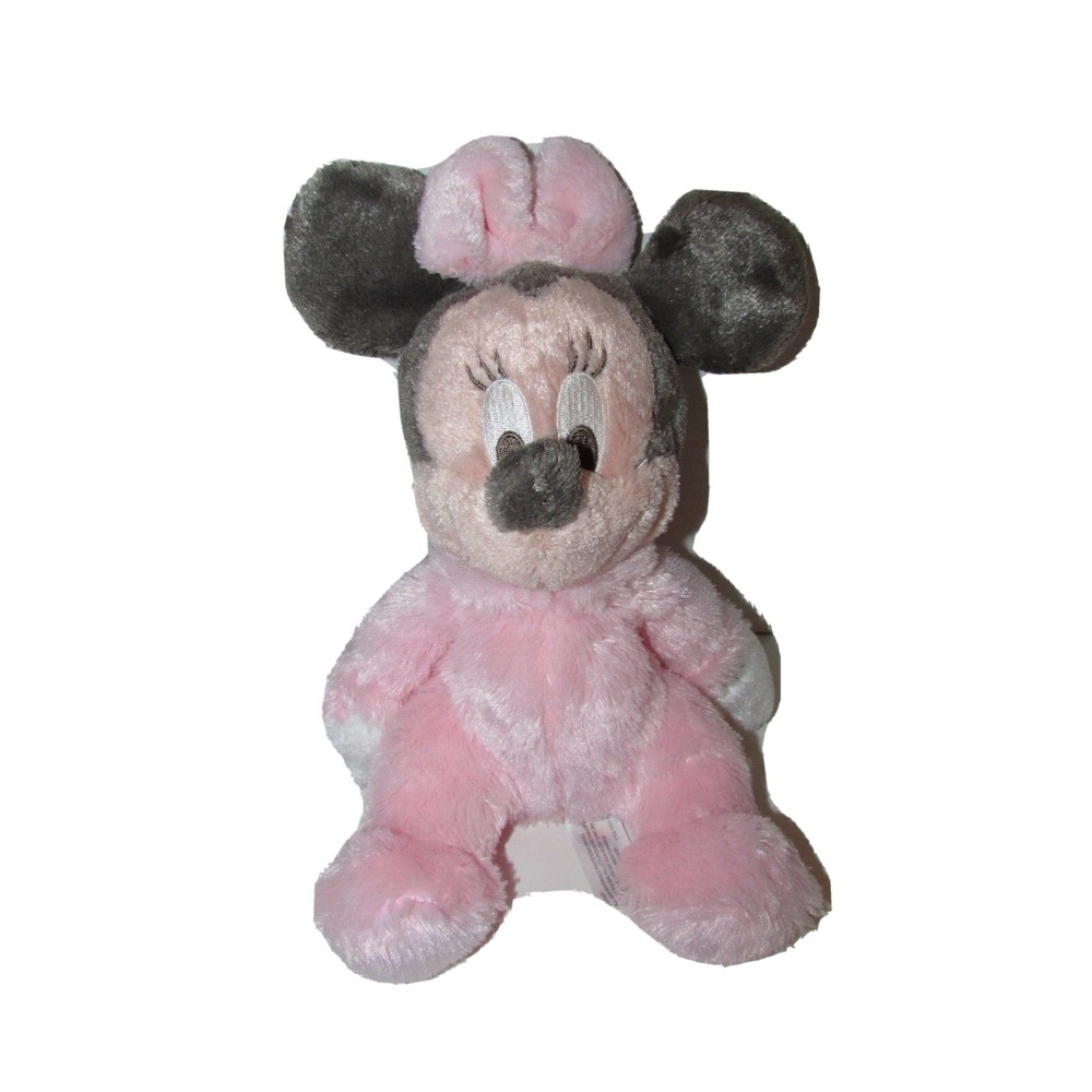 DISNEY Parks Minnie Mouse baby Chime Rattle Pink Fuzzy Plush Disney land World